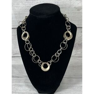 Vintage Anne Klein Gold Tone Link Statement Necklace 18" Toggle Clasp Chunky